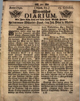 Wienerisches Diarium Samstag 15. Oktober 1740