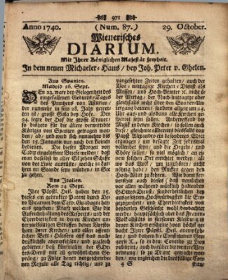 Wienerisches Diarium Samstag 29. Oktober 1740