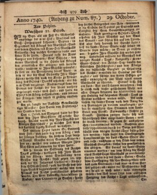 Wienerisches Diarium Samstag 29. Oktober 1740