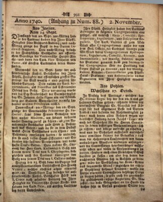 Wienerisches Diarium Mittwoch 2. November 1740