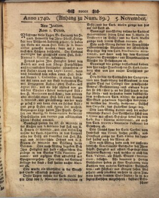 Wienerisches Diarium Samstag 5. November 1740