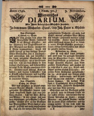 Wienerisches Diarium Mittwoch 9. November 1740