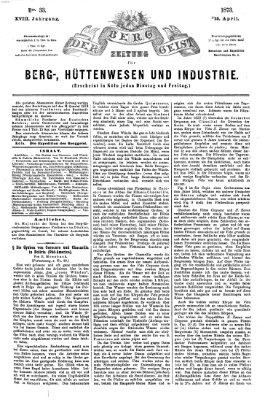 Der Berggeist Freitag 25. April 1873