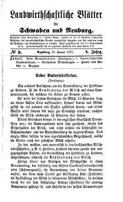 Landwirtschaftliche Blätter für Schwaben und Neuburg Donnerstag 12. Januar 1871