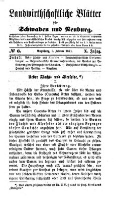 Landwirtschaftliche Blätter für Schwaben und Neuburg Donnerstag 9. Februar 1871