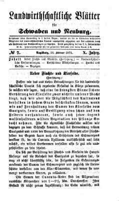 Landwirtschaftliche Blätter für Schwaben und Neuburg Donnerstag 16. Februar 1871