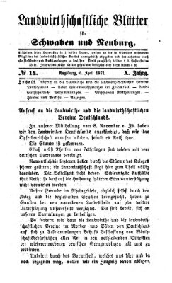 Landwirtschaftliche Blätter für Schwaben und Neuburg Donnerstag 6. April 1871