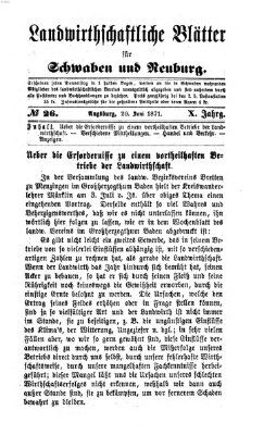 Landwirtschaftliche Blätter für Schwaben und Neuburg Donnerstag 29. Juni 1871