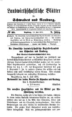 Landwirtschaftliche Blätter für Schwaben und Neuburg Donnerstag 13. Juli 1871