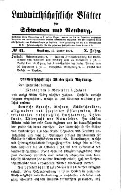 Landwirtschaftliche Blätter für Schwaben und Neuburg Donnerstag 12. Oktober 1871