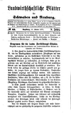 Landwirtschaftliche Blätter für Schwaben und Neuburg Donnerstag 19. Oktober 1871