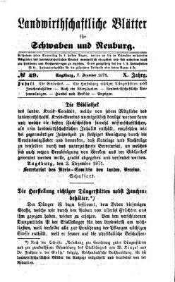 Landwirtschaftliche Blätter für Schwaben und Neuburg Donnerstag 7. Dezember 1871