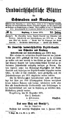 Landwirtschaftliche Blätter für Schwaben und Neuburg Donnerstag 4. Januar 1872