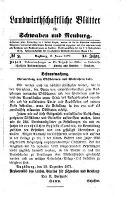 Landwirtschaftliche Blätter für Schwaben und Neuburg Donnerstag 11. Januar 1872