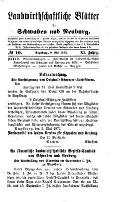 Landwirtschaftliche Blätter für Schwaben und Neuburg Donnerstag 9. Mai 1872