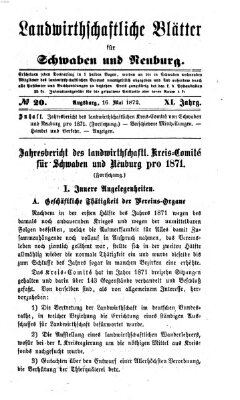 Landwirtschaftliche Blätter für Schwaben und Neuburg Donnerstag 16. Mai 1872