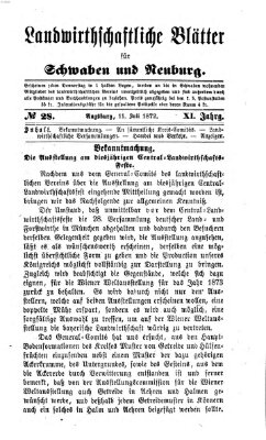 Landwirtschaftliche Blätter für Schwaben und Neuburg Donnerstag 11. Juli 1872