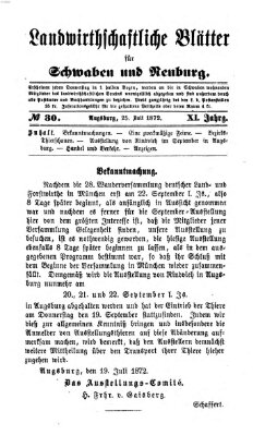 Landwirtschaftliche Blätter für Schwaben und Neuburg Donnerstag 25. Juli 1872