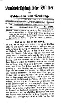 Landwirtschaftliche Blätter für Schwaben und Neuburg Donnerstag 1. August 1872