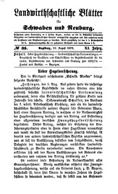 Landwirtschaftliche Blätter für Schwaben und Neuburg Donnerstag 29. August 1872