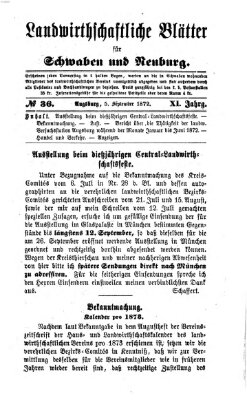 Landwirtschaftliche Blätter für Schwaben und Neuburg Donnerstag 5. September 1872