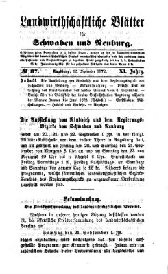 Landwirtschaftliche Blätter für Schwaben und Neuburg Donnerstag 12. September 1872