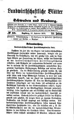 Landwirtschaftliche Blätter für Schwaben und Neuburg Donnerstag 26. September 1872