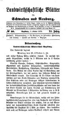 Landwirtschaftliche Blätter für Schwaben und Neuburg Donnerstag 3. Oktober 1872