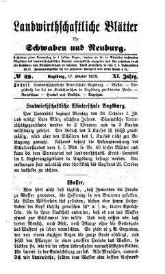 Landwirtschaftliche Blätter für Schwaben und Neuburg Donnerstag 17. Oktober 1872