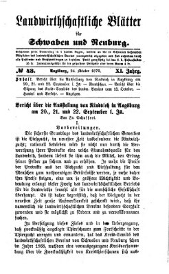 Landwirtschaftliche Blätter für Schwaben und Neuburg Donnerstag 24. Oktober 1872