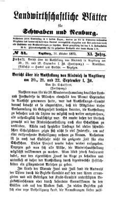 Landwirtschaftliche Blätter für Schwaben und Neuburg Donnerstag 31. Oktober 1872