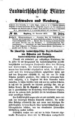 Landwirtschaftliche Blätter für Schwaben und Neuburg Donnerstag 28. November 1872