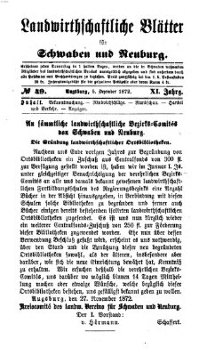 Landwirtschaftliche Blätter für Schwaben und Neuburg Donnerstag 5. Dezember 1872