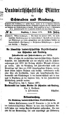 Landwirtschaftliche Blätter für Schwaben und Neuburg Donnerstag 9. Januar 1873