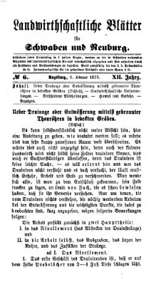 Landwirtschaftliche Blätter für Schwaben und Neuburg Donnerstag 6. Februar 1873