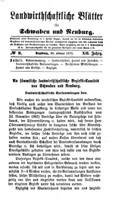 Landwirtschaftliche Blätter für Schwaben und Neuburg Donnerstag 20. Februar 1873