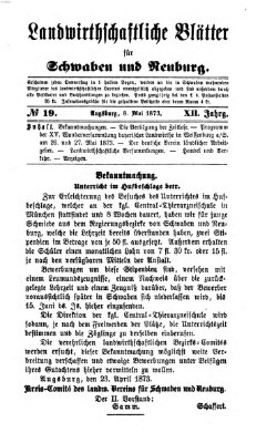 Landwirtschaftliche Blätter für Schwaben und Neuburg Donnerstag 8. Mai 1873