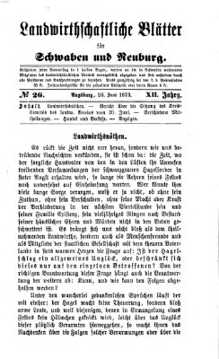 Landwirtschaftliche Blätter für Schwaben und Neuburg Sonntag 29. Juni 1873