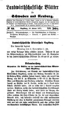 Landwirtschaftliche Blätter für Schwaben und Neuburg Donnerstag 16. Oktober 1873