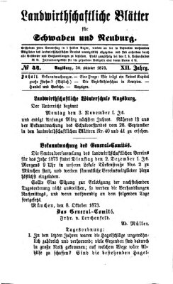 Landwirtschaftliche Blätter für Schwaben und Neuburg Donnerstag 30. Oktober 1873