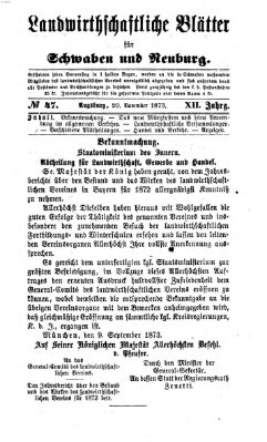 Landwirtschaftliche Blätter für Schwaben und Neuburg Donnerstag 20. November 1873