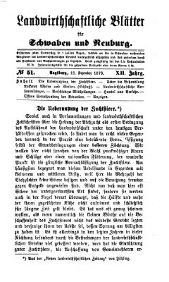 Landwirtschaftliche Blätter für Schwaben und Neuburg Donnerstag 18. Dezember 1873