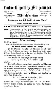 Landwirthschaftliche Mittheilungen aus Mittelfranken (Ansbacher Morgenblatt) Donnerstag 31. Oktober 1872