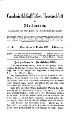 Landwirthschaftliches Vereinsblatt für Oberfranken Donnerstag 6. Oktober 1870