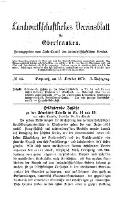 Landwirthschaftliches Vereinsblatt für Oberfranken Donnerstag 13. Oktober 1870