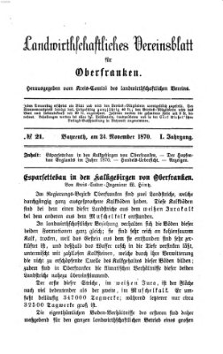 Landwirthschaftliches Vereinsblatt für Oberfranken Donnerstag 24. November 1870