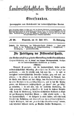 Landwirthschaftliches Vereinsblatt für Oberfranken Donnerstag 13. Juli 1871