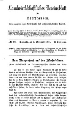 Landwirthschaftliches Vereinsblatt für Oberfranken Donnerstag 7. September 1871