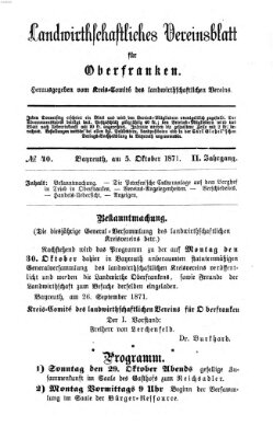 Landwirthschaftliches Vereinsblatt für Oberfranken Donnerstag 5. Oktober 1871