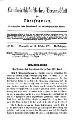 Landwirthschaftliches Vereinsblatt für Oberfranken Donnerstag 12. Oktober 1871